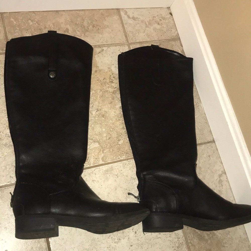 Black leather boots